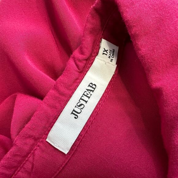Just Fab Button Up Tunic/Shirt Dress WMNS 1X Pink Long Sleeve Relaxed Fit - Picture 5 of 7